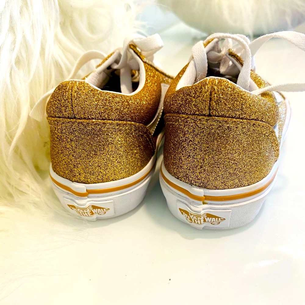 New NWOT Vans Kids Gold Glitter Sneakers - Picture 5 of 6